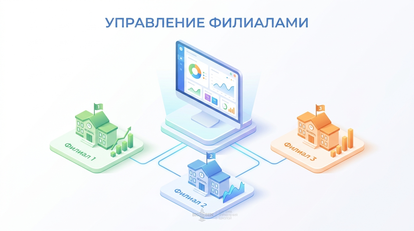 Управление несколькими филиалами языковой школы