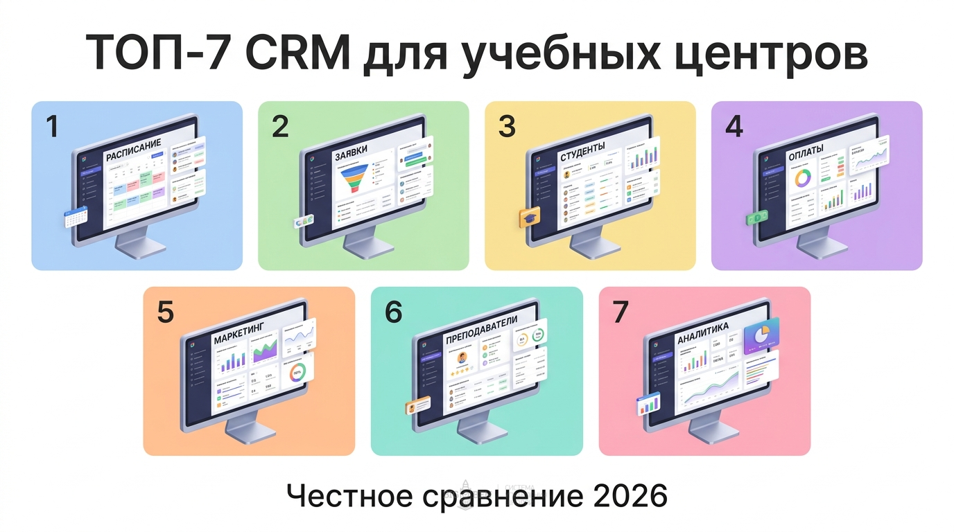 ТОП-7 CRM для учебных центров: честное сравнение 2026