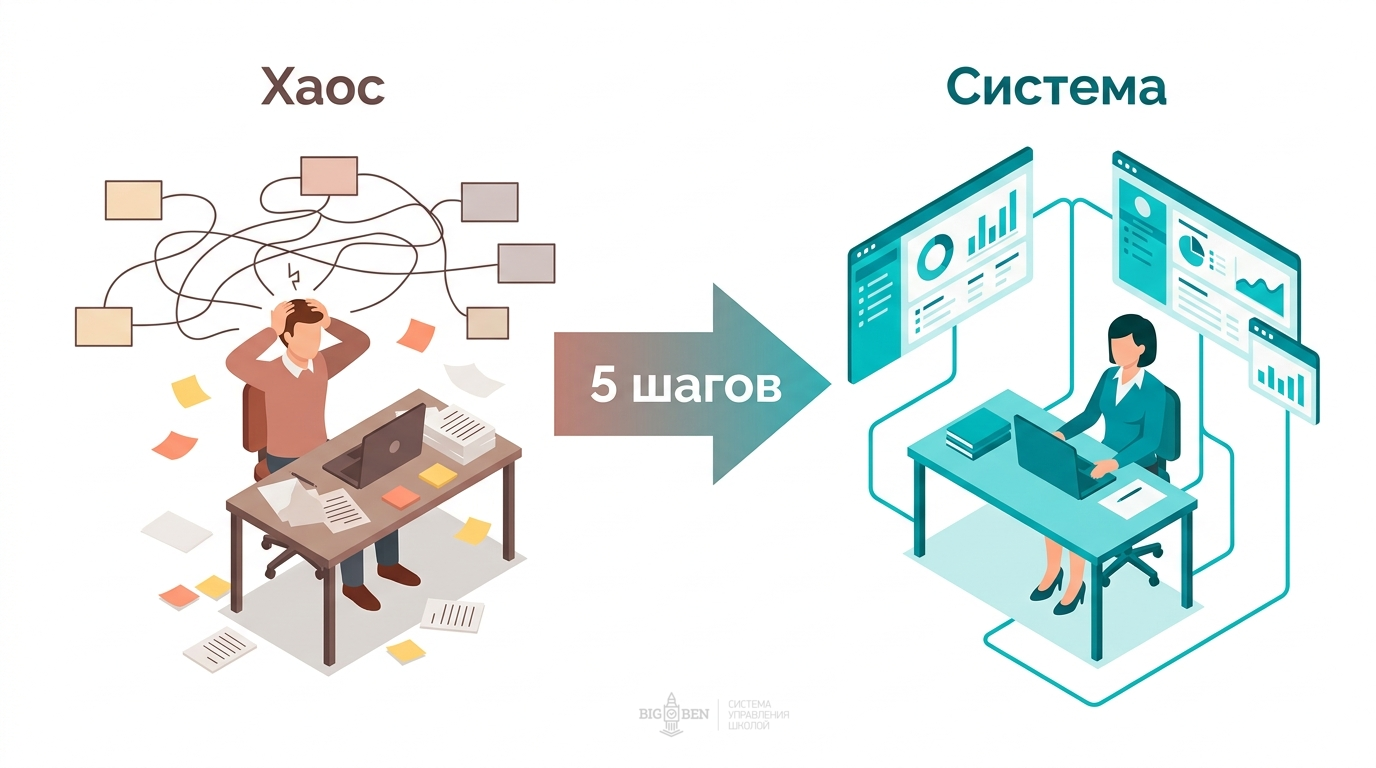 5 шагов систематизации школы: функции, качество, найм, админ, статистики