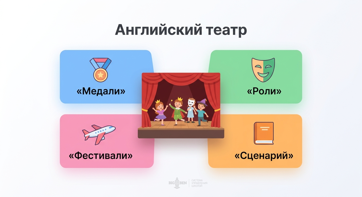 Английский театр в языковой школе: сцена, медали, роли, фестивали, сценарий