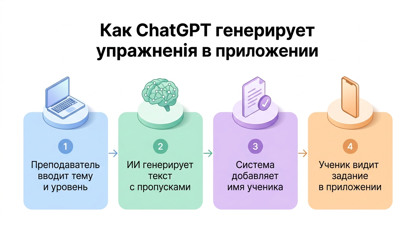 Интеграция ChatGPT с мобильным приложением «Твоя Школа» — генерация упражнений в BigBen CRM