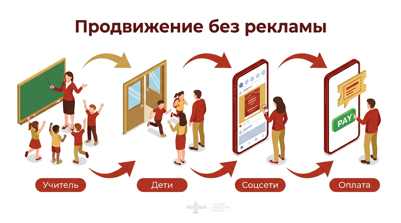 5 каналов продвижения английской школы без бюджета на рекламу: преподаватели, администраторы, афиши, соцсети, приложение