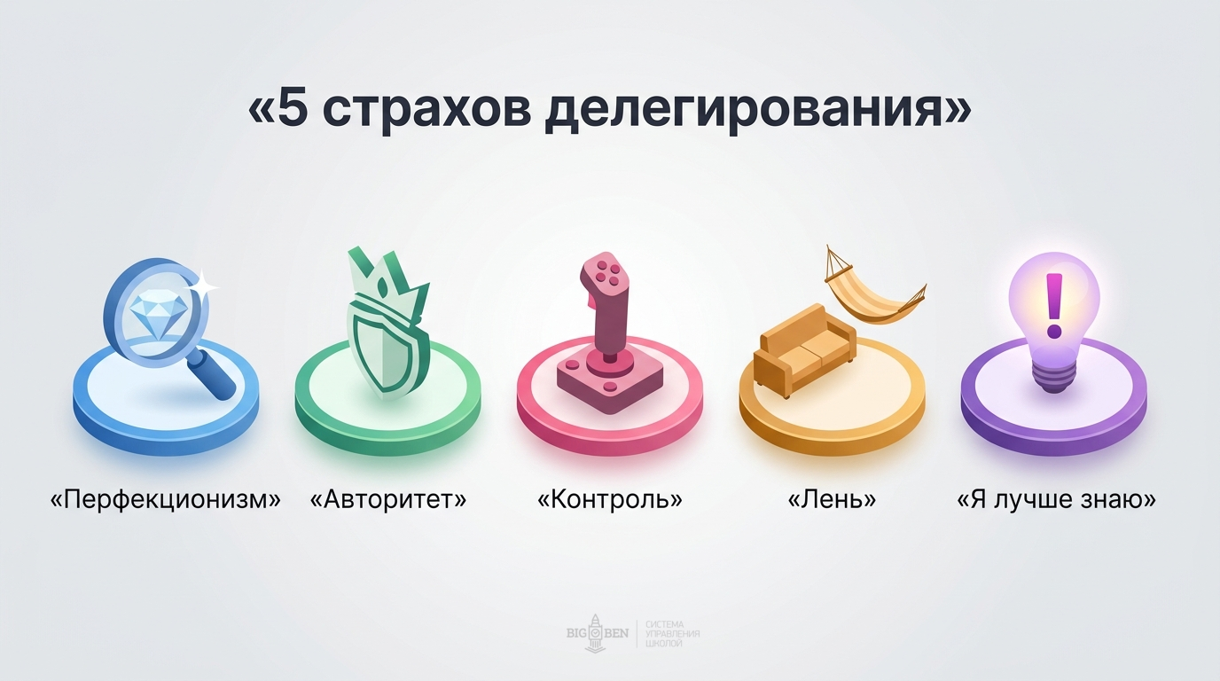 Пять страхов делегирования: перфекционизм, авторитет, контроль, лень, время