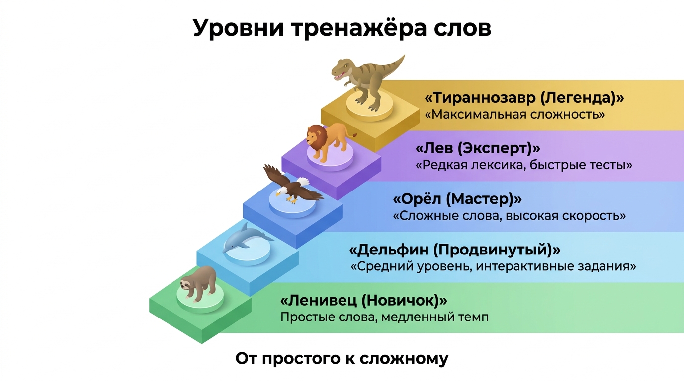 Система уровней-животных в приложении: от Ленивца до Тираннозавра — путь ученика через баллы за тренировки