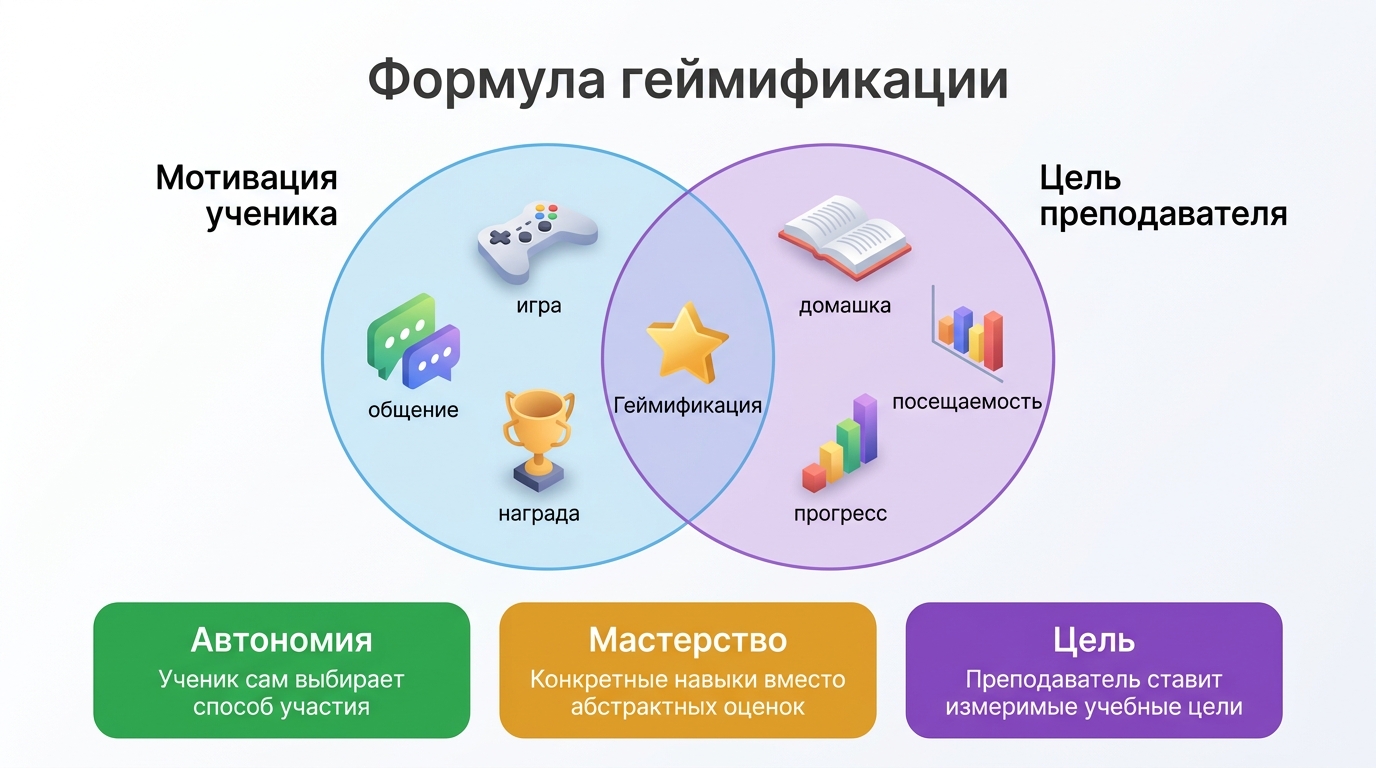 Геймификация: пересечение мотивации ученика и учебной цели преподавателя