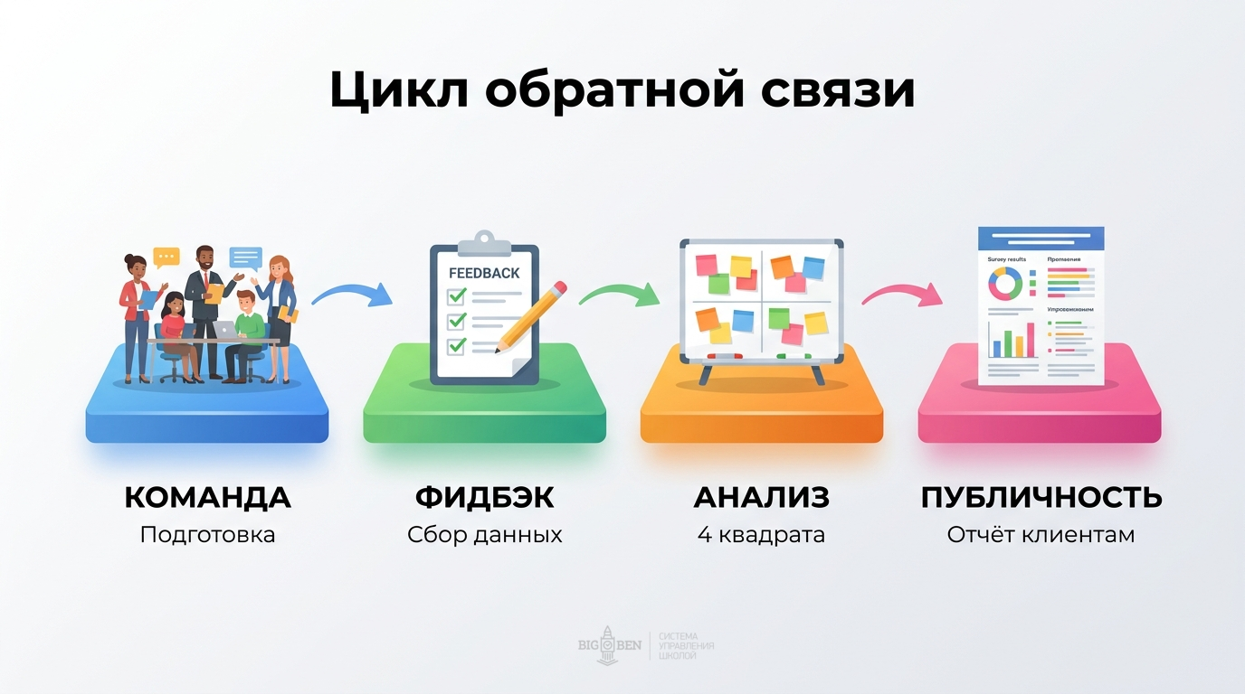 Цикл обратной связи: команда, фидбэк, анализ, публичность