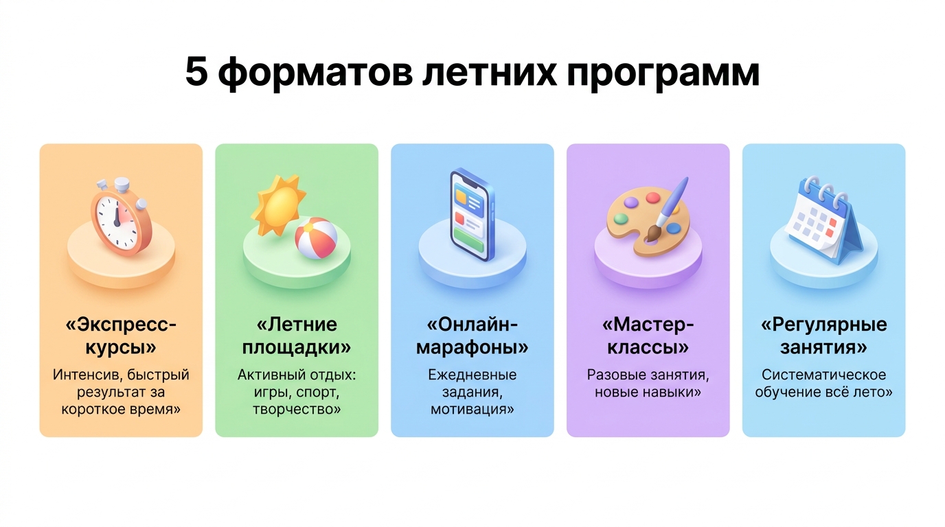 5 форматов летних программ для языковой школы: экспресс-курсы, площадки, марафоны, мастер-классы, регулярные занятия