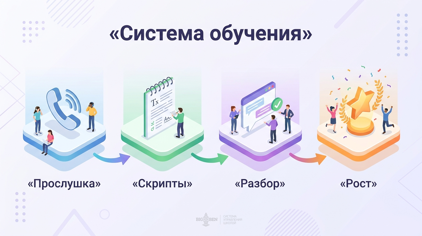 Система обучения команды: прослушка, скрипты, обратная связь, практика