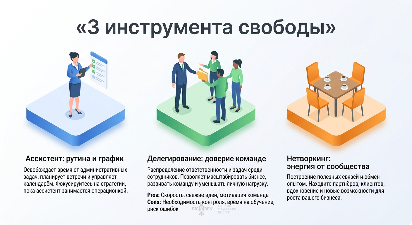Три инструмента свободы предпринимателя: ассистент, делегирование, нетворкинг