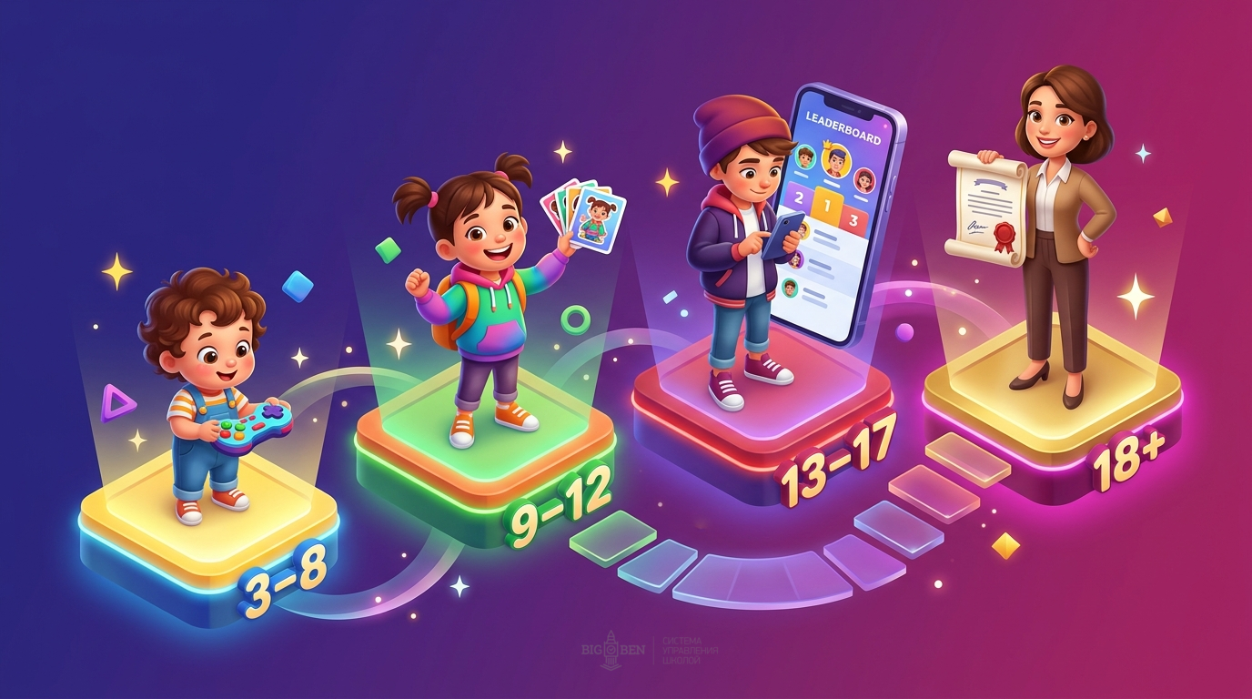 Геймификация для разных возрастов: 3-8, 9-12, 13-17, 18+