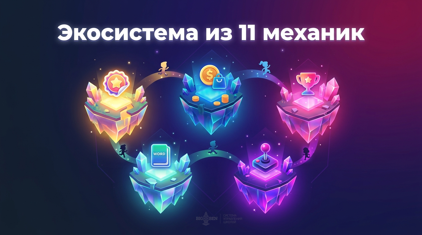 Экосистема геймификации BigBen: стикеры, монеты, магазин, ярмарка, уровни, тренажёр, игры