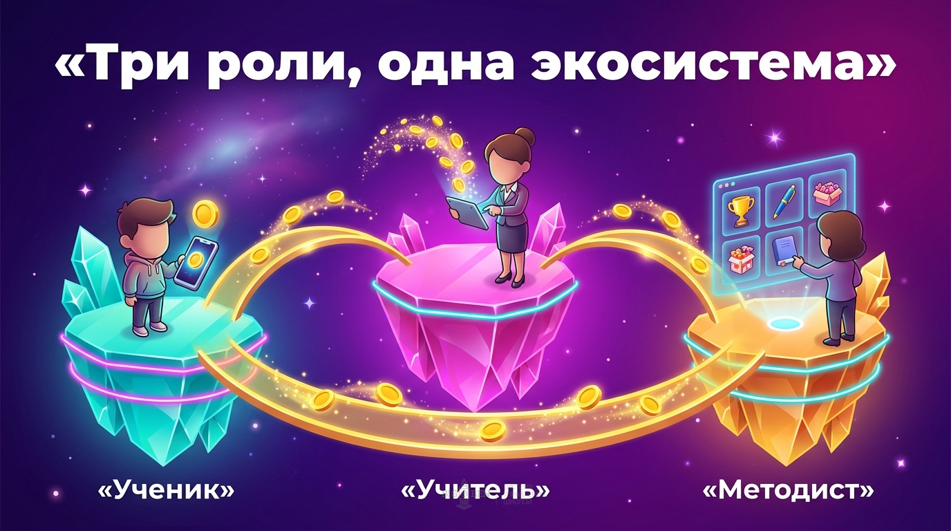 Три роли: ученик, учитель, методист — связаны в одну экосистему магазина монет